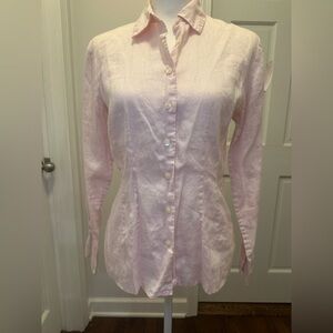 Ann Taylor 100% linen Classic Women's Button-Up Shirt in Light Pink